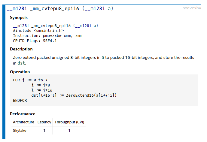 _mm_cvtepu8_epi16 指令
