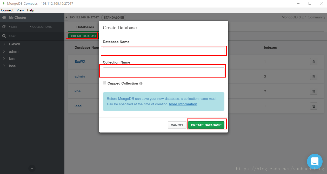 mongodb compass export db