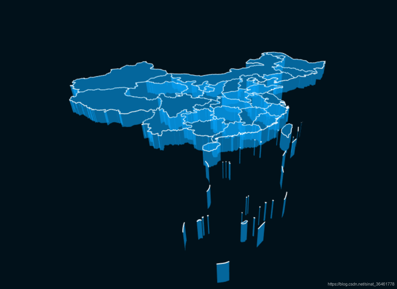 THREE + d3制作中国地图挤压(extrude)模型_three.js 3d地图_ValdisW的  image