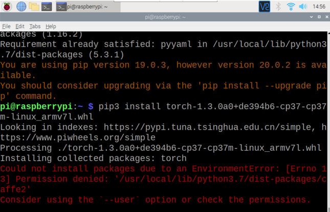 树莓派4b 安装pytorch python3.7