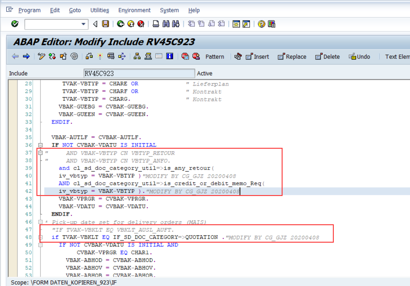 Adaption of custom code related to the field length extension of Data