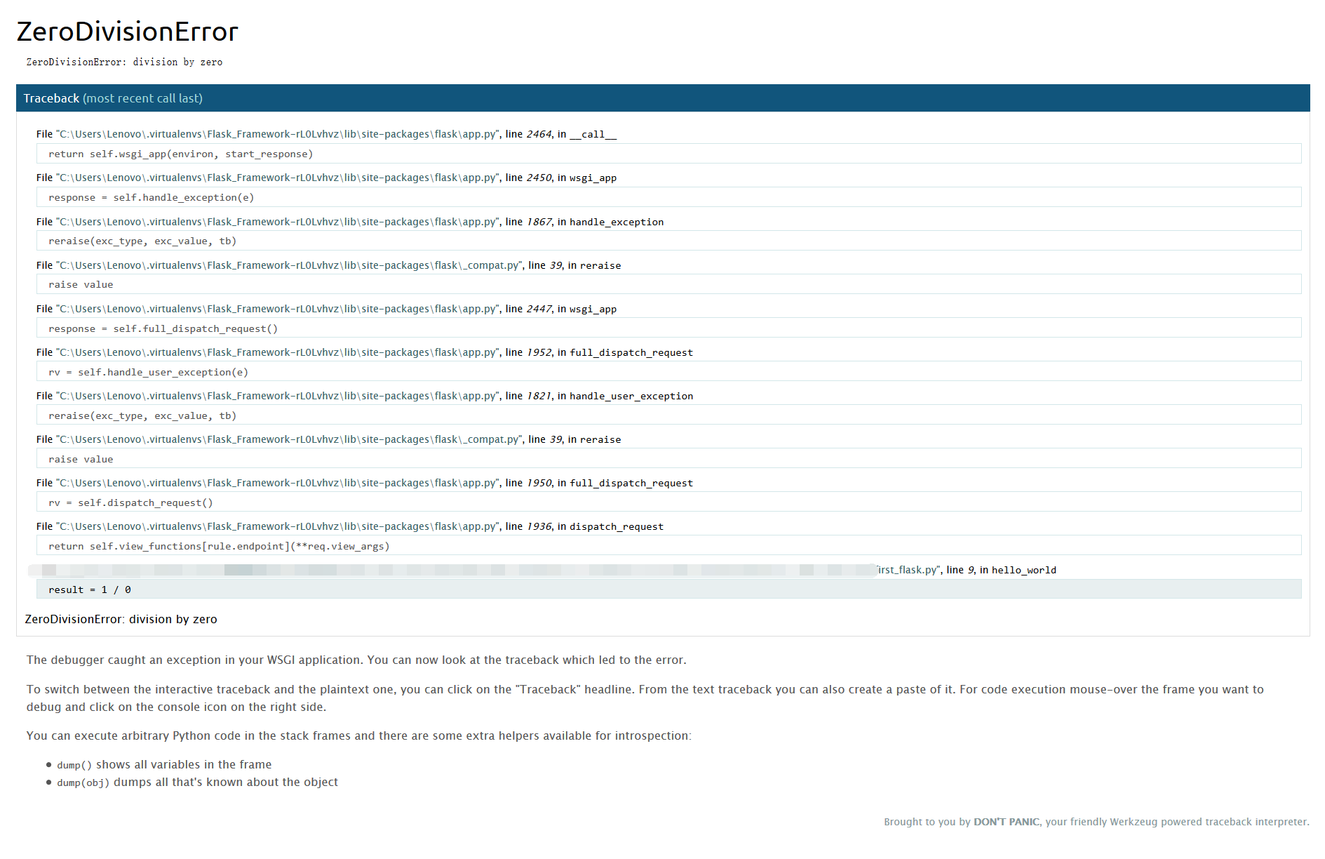 flask error debug