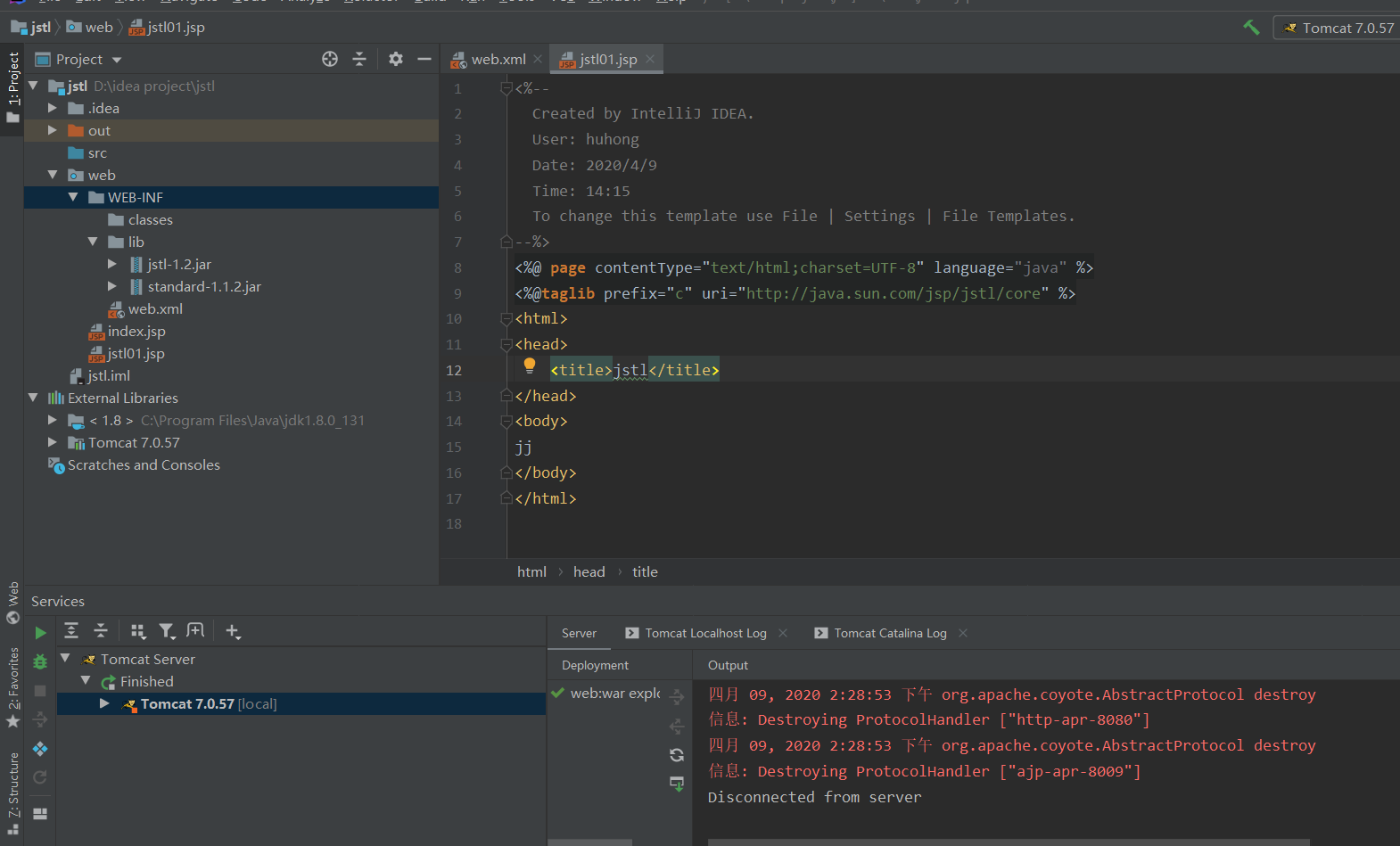 IDEA启动Tomcat报错 java.lang.ClassNotFoundException org.apache.jsp.index