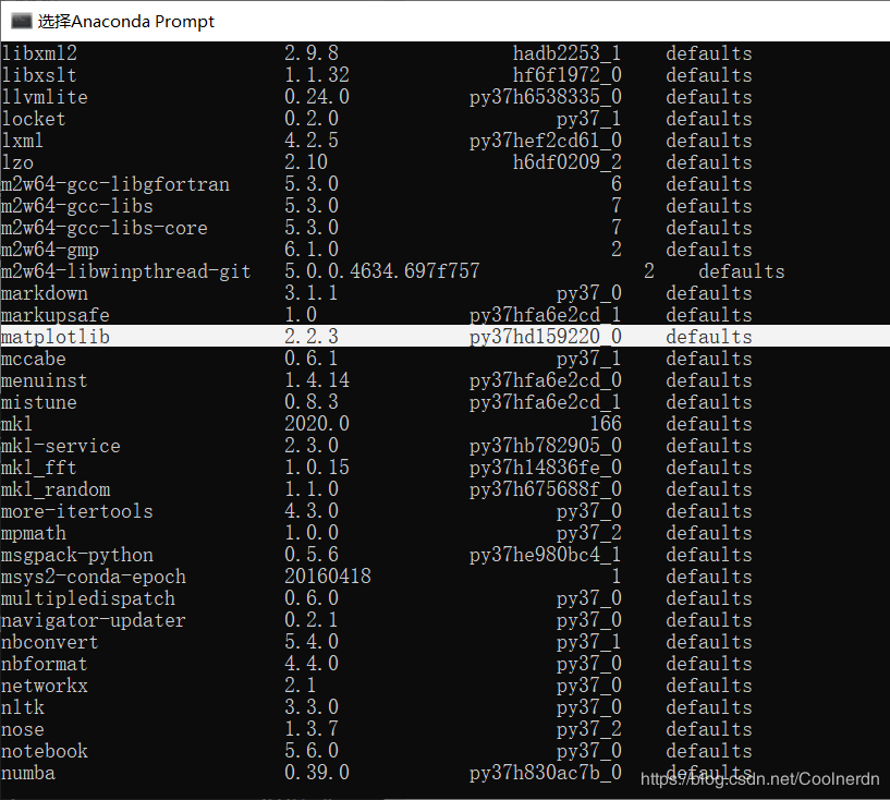 (base) > conda list