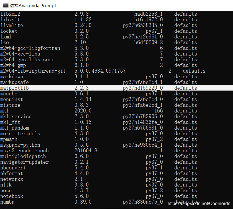 (base) > conda list