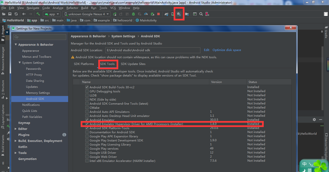 how to use android studio with amd