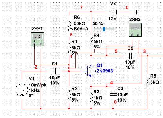 multisim14仿真基本模拟电路之102单管共射放大电路的仿真实验与分析