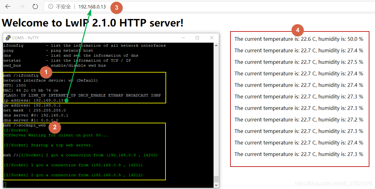 HTTP Server示例程序执行结果