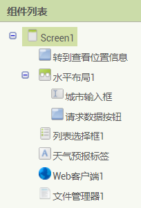 屏幕1组件列表