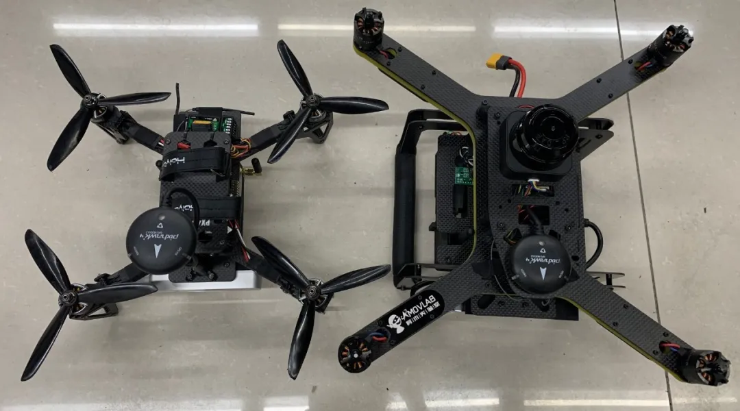 Physical comparison (PX4-Vision on the left, P200 drone on the right)