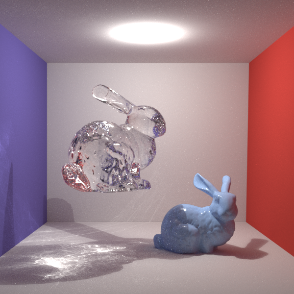 point-light with bunny in cornell-box, 600x600, 200spp
