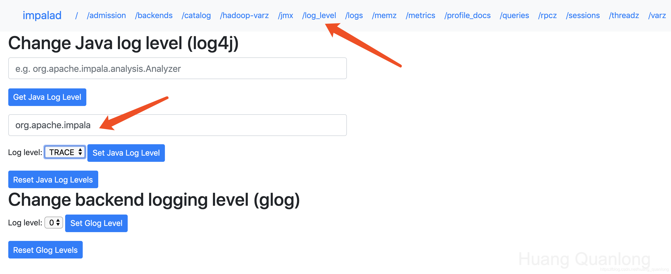 Impala log_level page