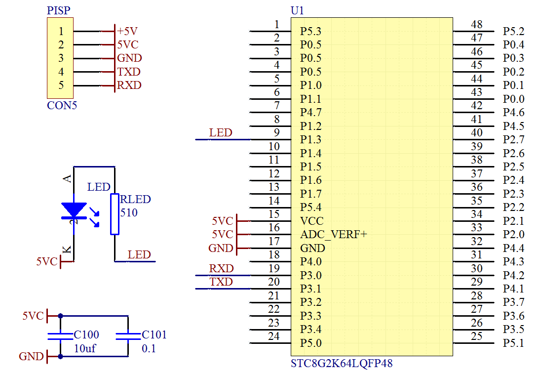 ▲ Diagrama esquemático de la placa de circuito de prueba