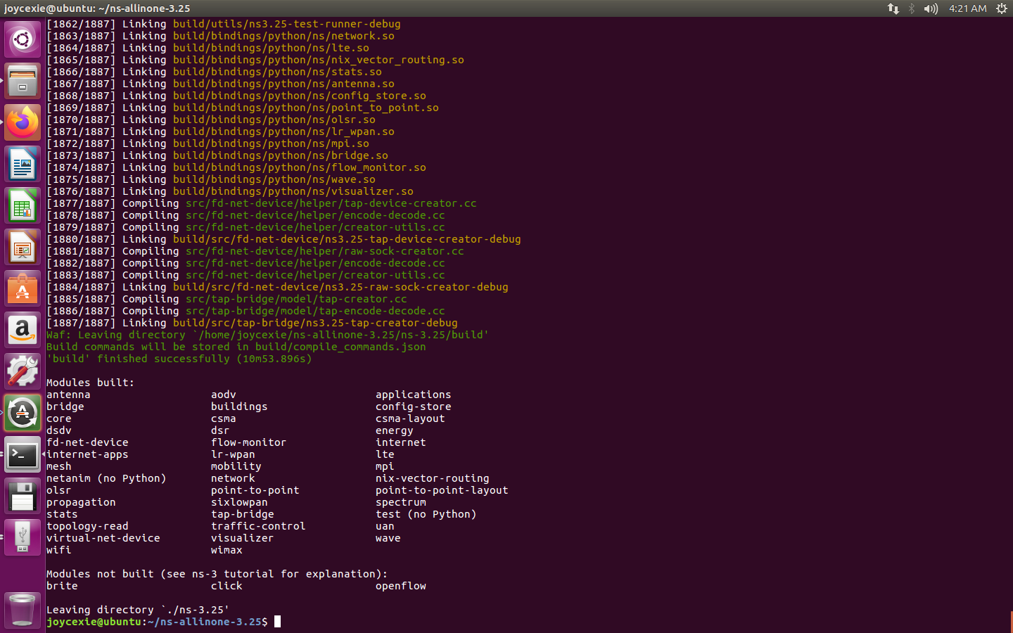 Ubuntu16 04 ns3 25 