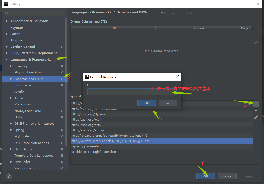 URI is not registered (Settings | Languages  Frameworks | Schemas and DTDs