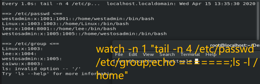 用上条命令监控user 和group