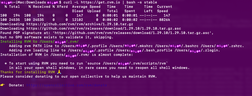 rvm Installing