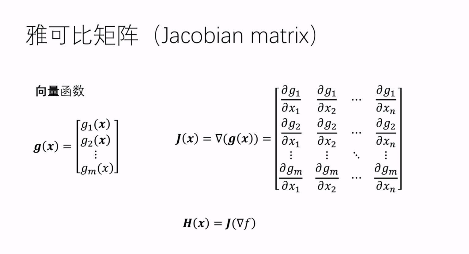 Hessian matrix黑塞矩阵（海森矩阵）和雅克比矩阵Jacobian matrix