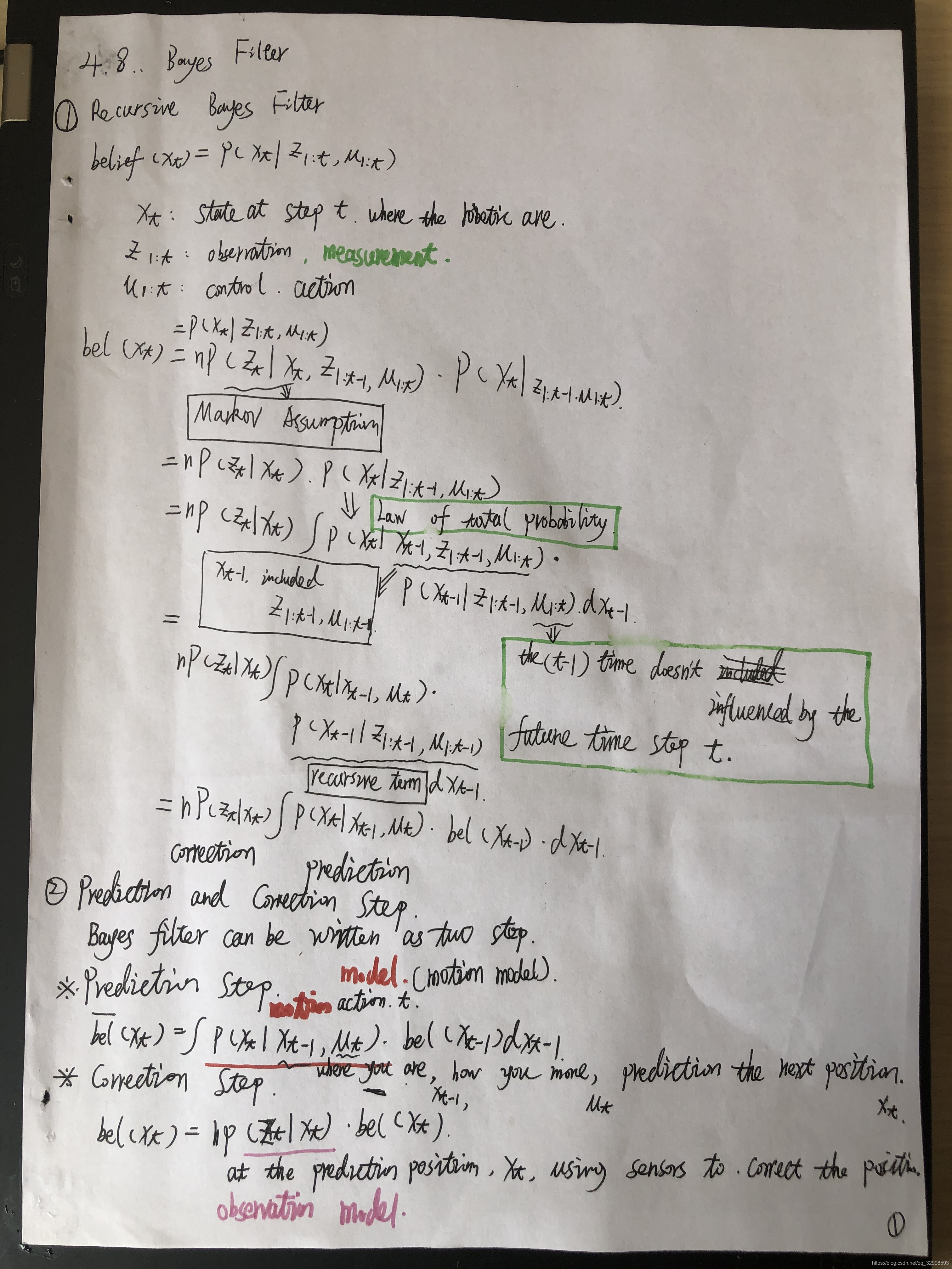 Derivation of Bayesian filter