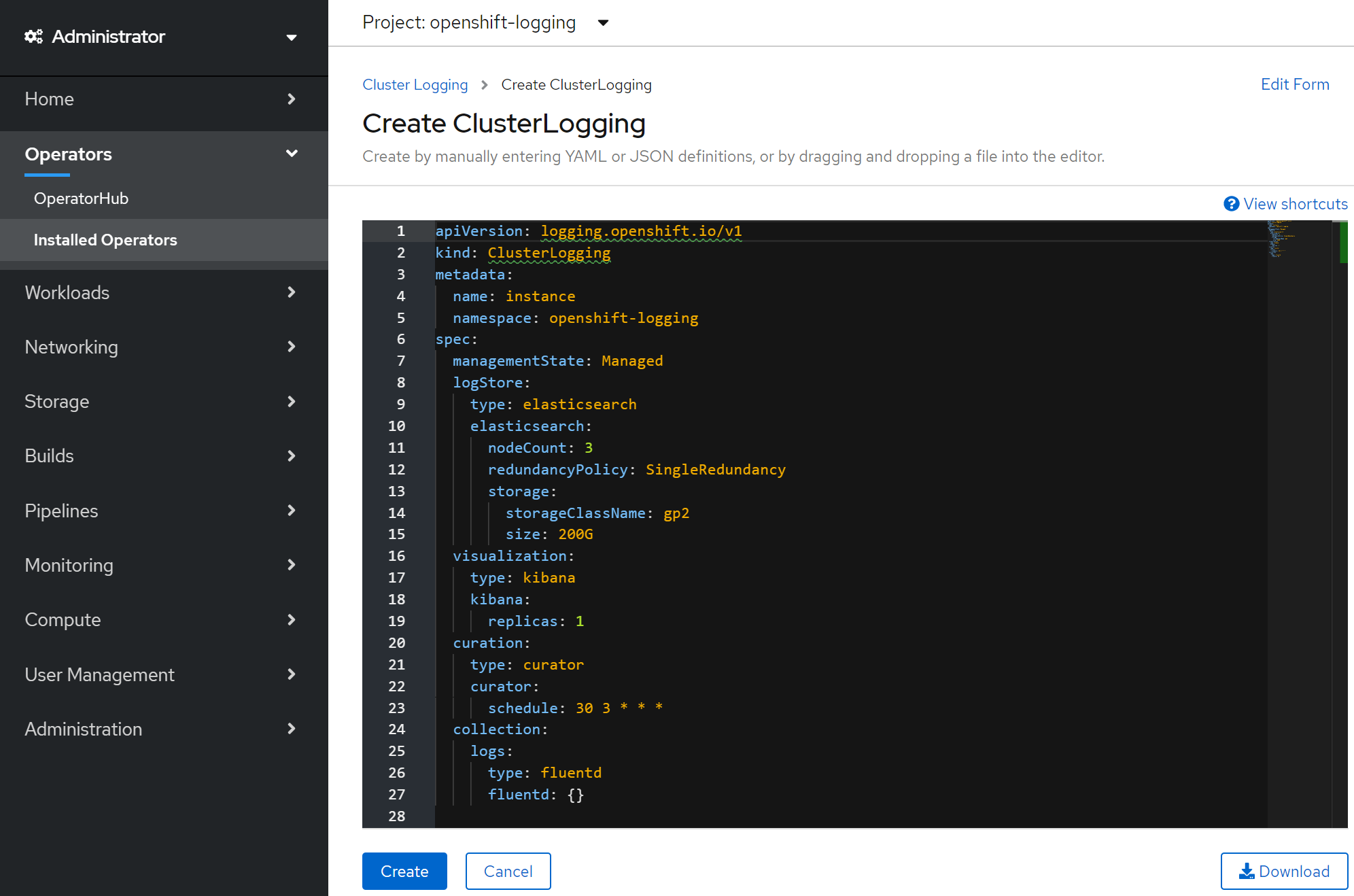 Cluster log