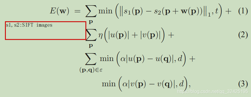 计算两个位置的关联度，包括3个部分：第一项让对应位置的光流描述符相似第二项限制光流向量的大小第三项让周围的光流向量尽量一样，而不会差距过大