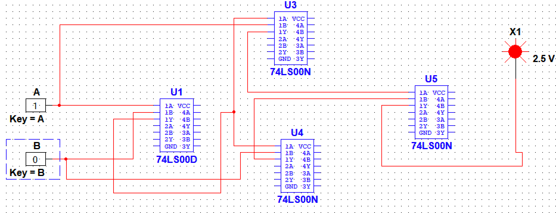 用74ls00和74ls04异或