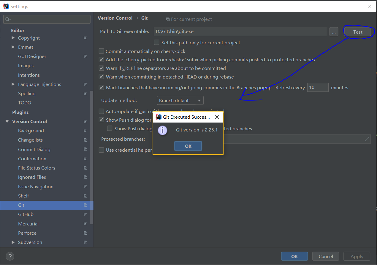 点击test，如图，配置成功