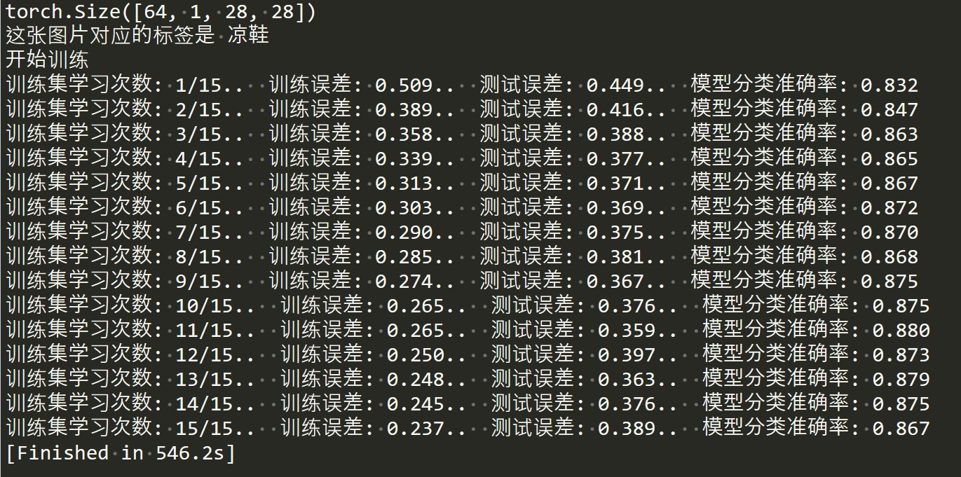 pytorch搭建神经网络分类fashion mnist数据集