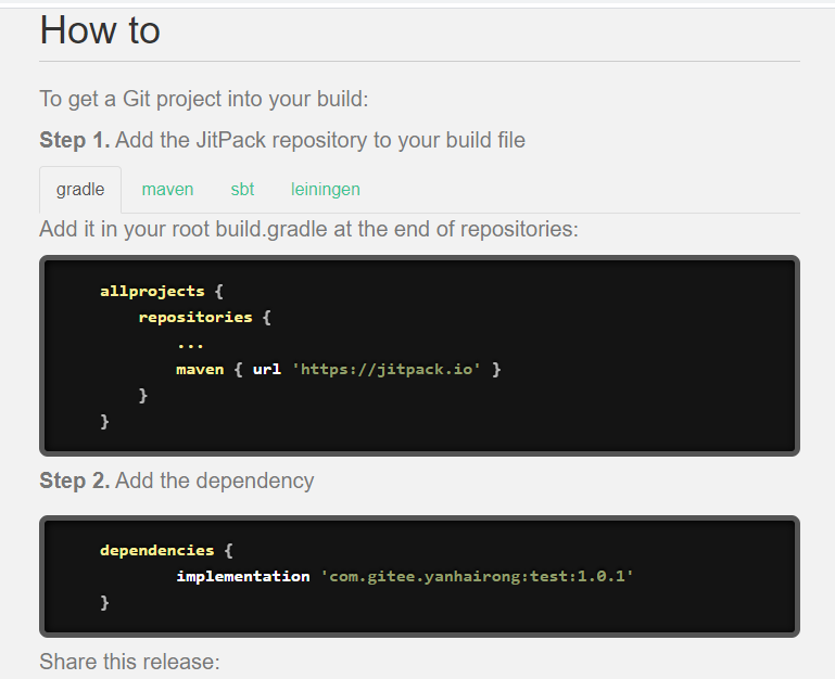 androidstudio+gitee+jitpack发布自己的公用依赖库我的程序员奋斗生涯——Java——Android-
