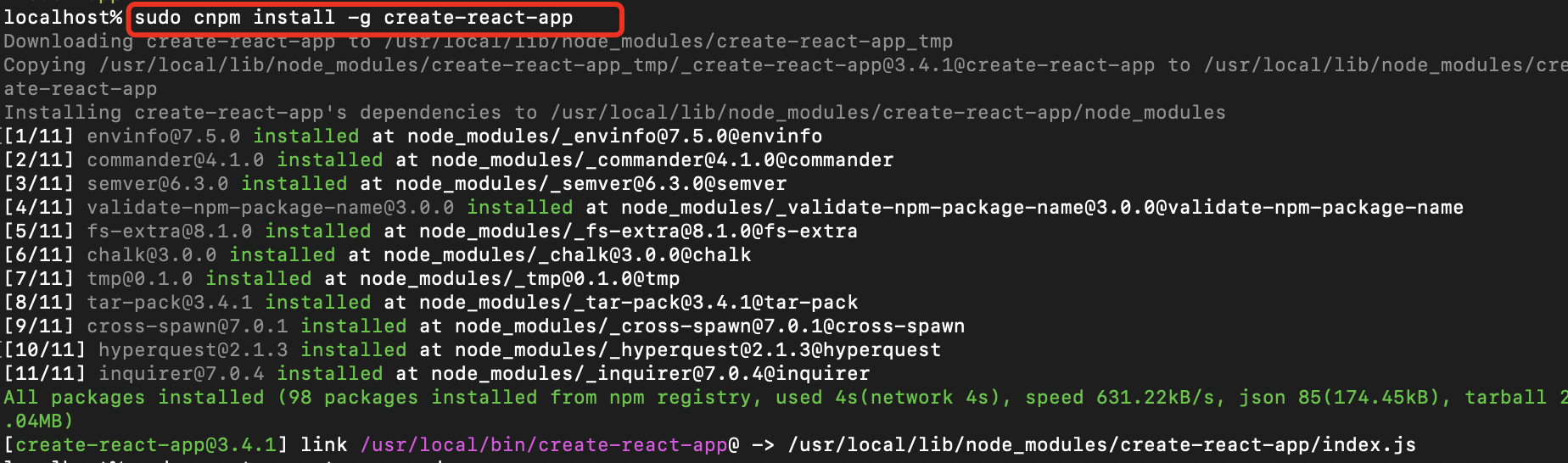 使用脚手架快速搭建react项目 Mac Myg G Csdn博客 Mac安装react脚手架