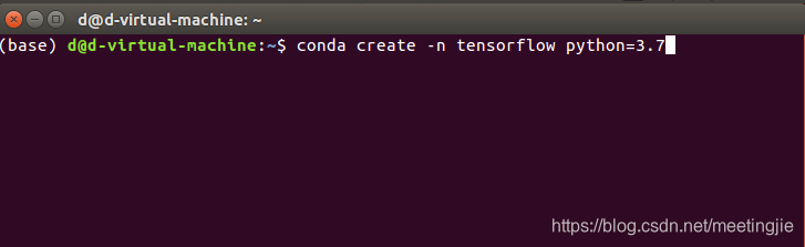 创建一个叫tensorflow的虚拟环境并指定python版本