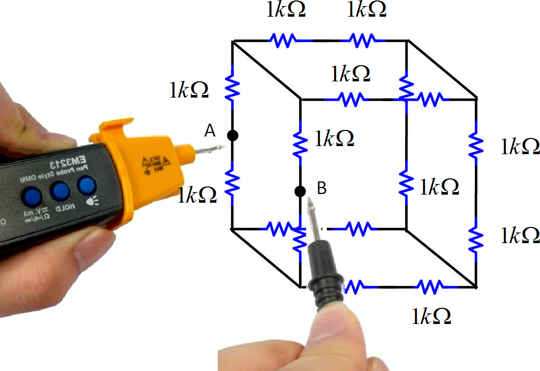 ▲ A，B两点的电阻应该是多少？