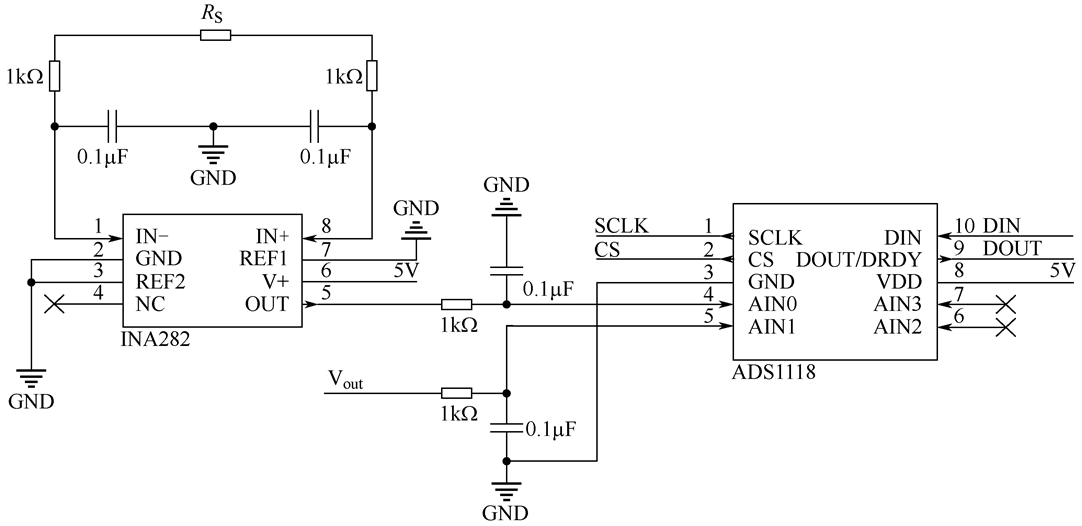 图2.4电压电流采样电路包括电流感应放大器电路和AD采样电路