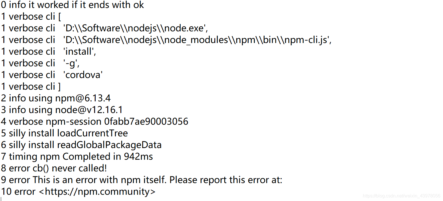 Npm Err! Cb() Never Called! 解决办法_叶片儿的博客-Csdn博客