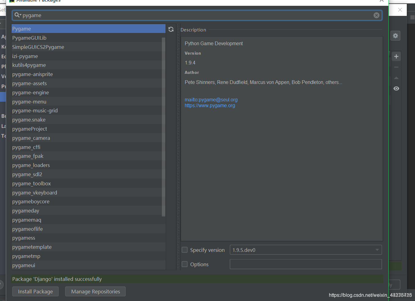 安装成功pygame后,在pycharm依然显示