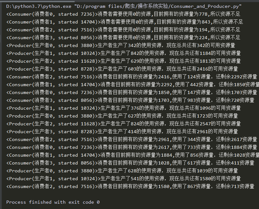 操作系统实验（1）python 生产者消费者问题