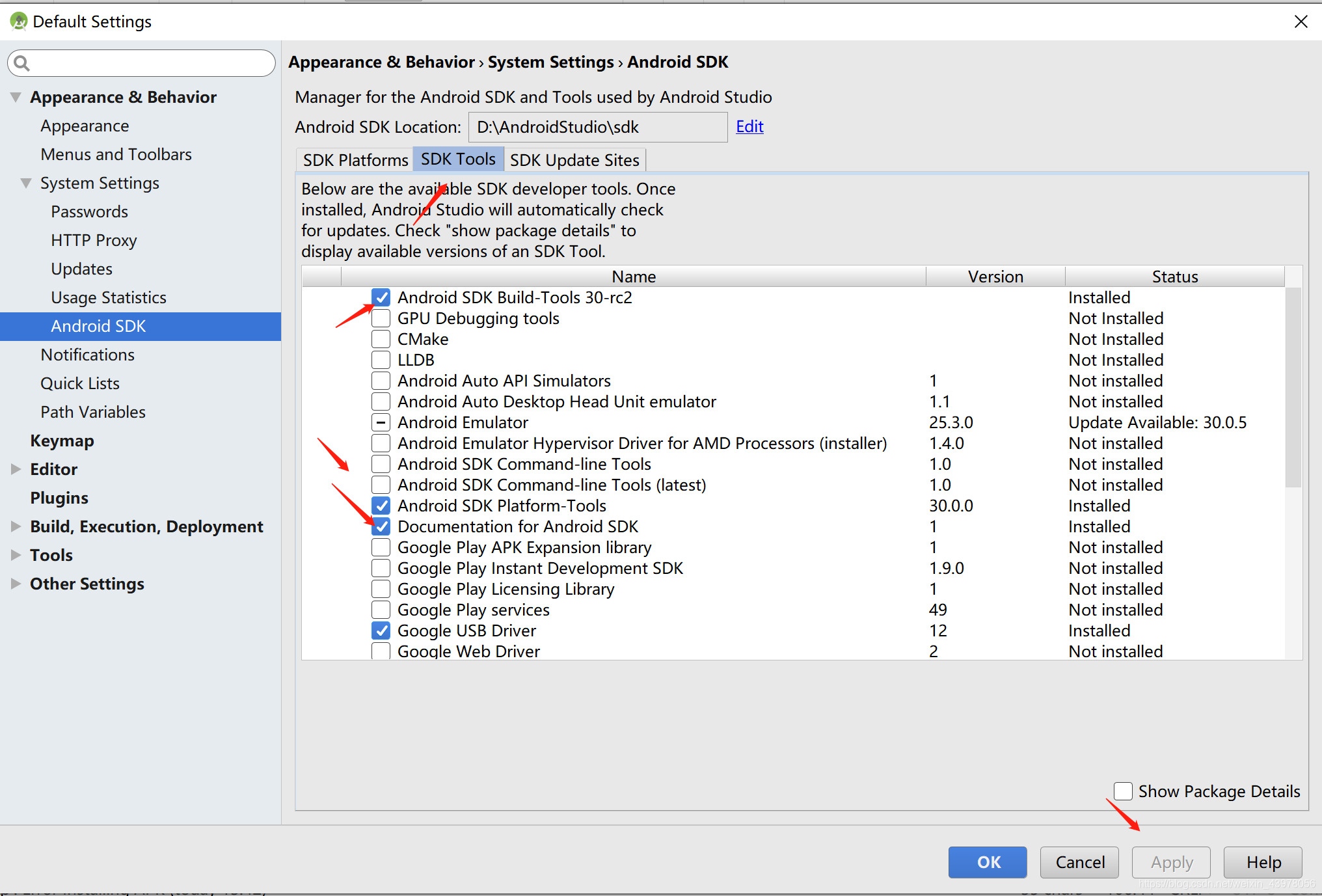 $ cordova requirements 出现错误Please install Android target / API level ...