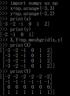 np.meshgrid操作例子