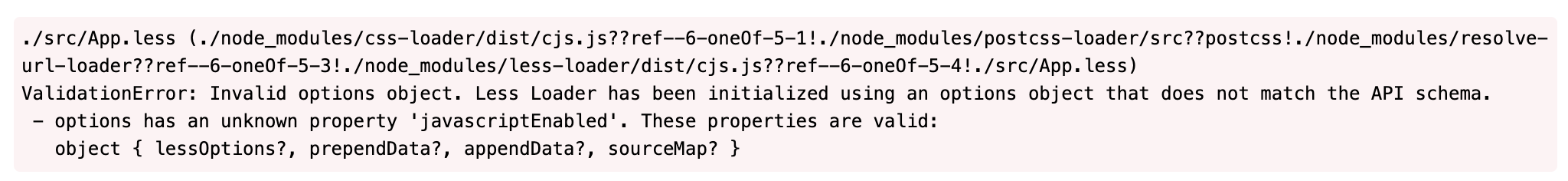 webpack踩坑系列之less-loader6.0.0的javascriptEnabled报错解决_javascriptenabled ...