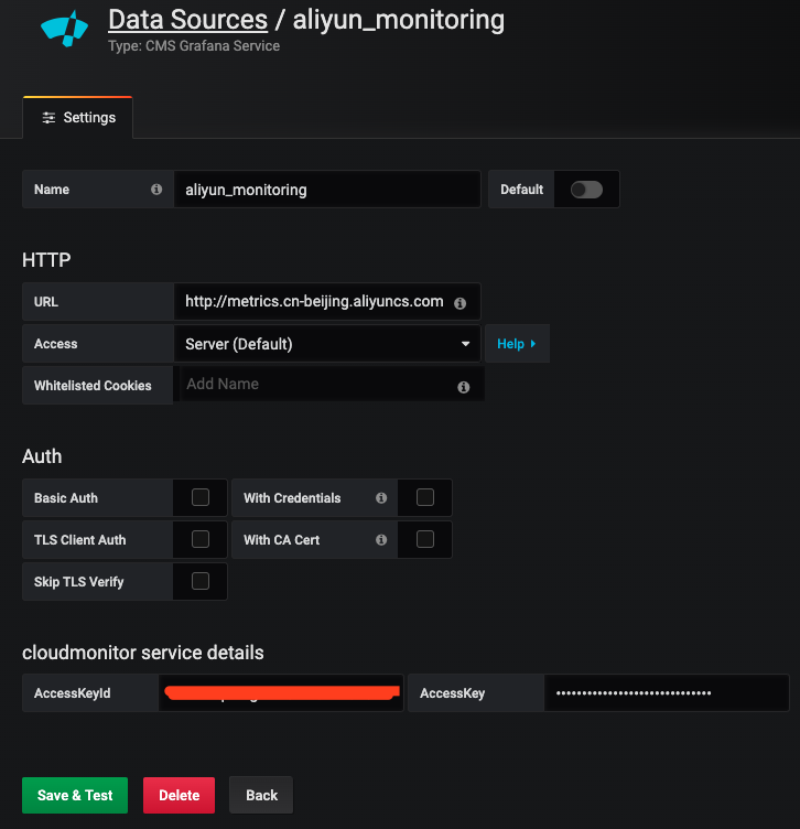 Grafana 采集阿里云SLB监控信息