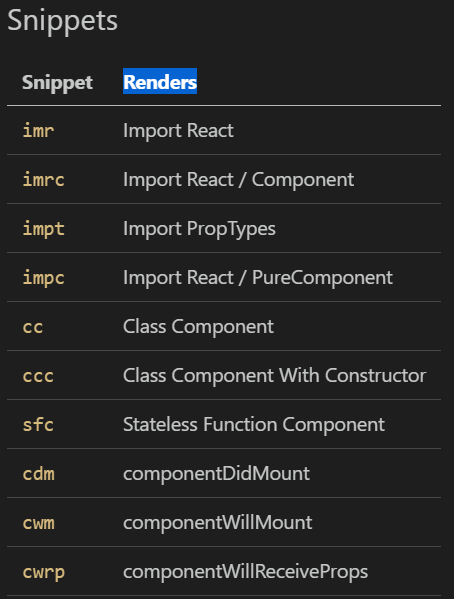 react snippets