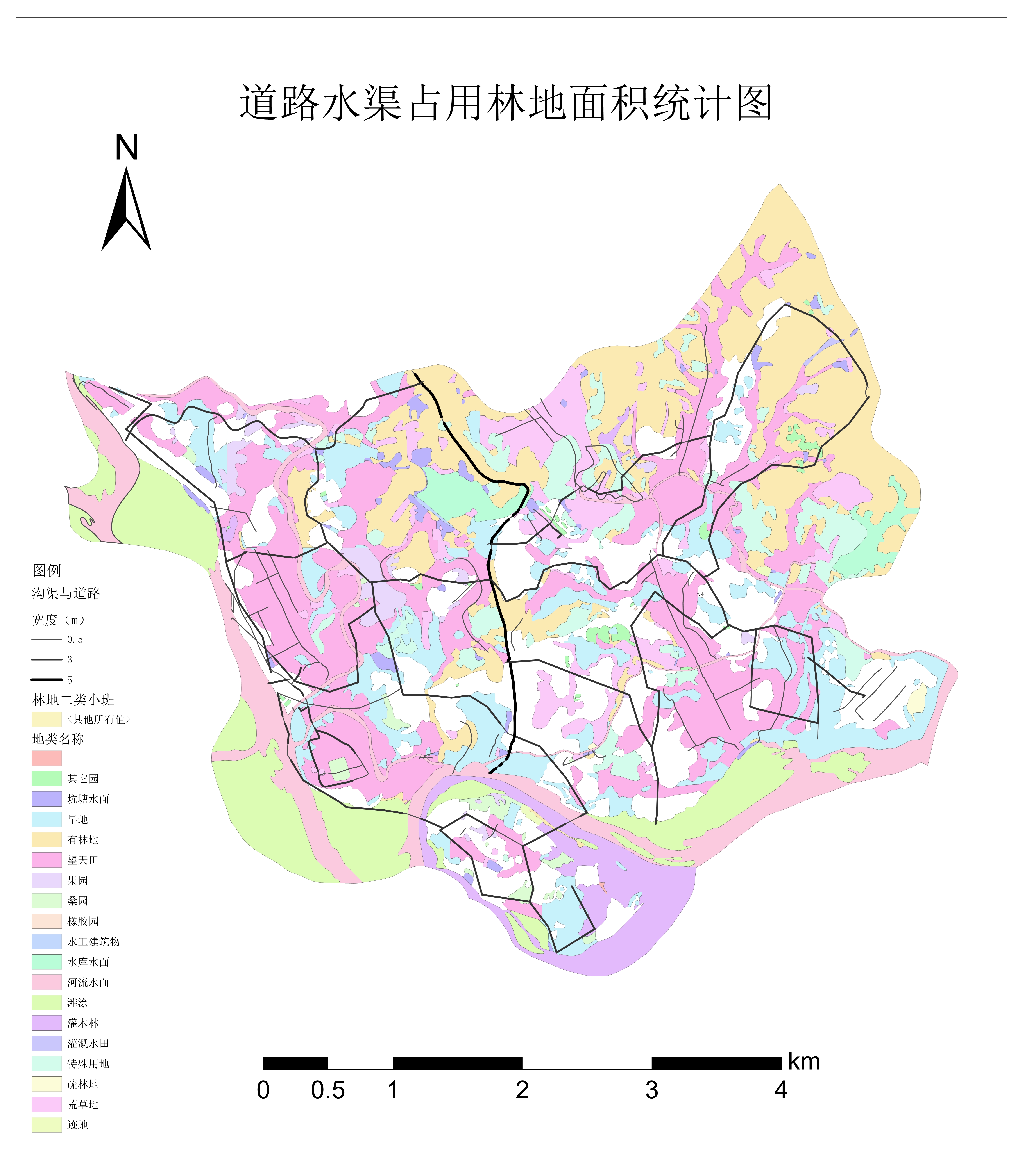 ARCGIS道路修建占用土地面积计算