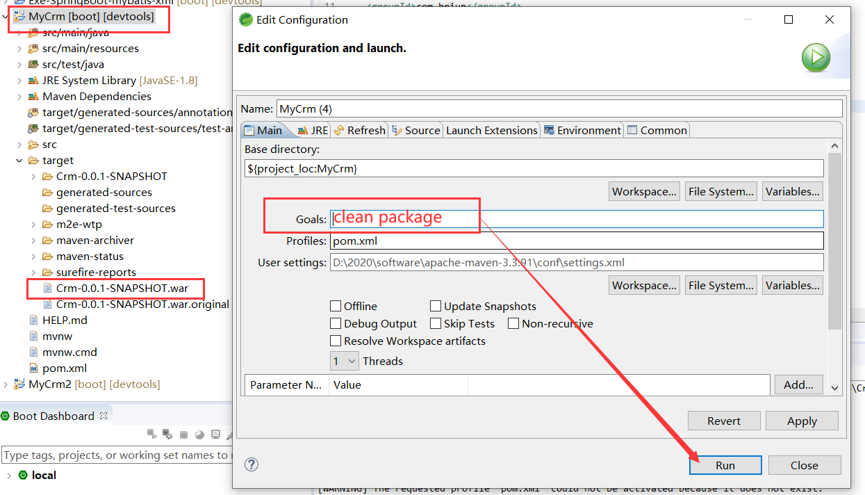 STS(Spring Tool Suite)中打包.jar和.war（项目打包）_springtoolsuite4 ssm javaweb