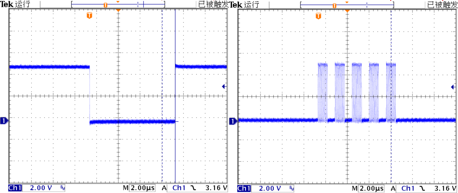 ▲ 读写LC1024的CS和CLK波形