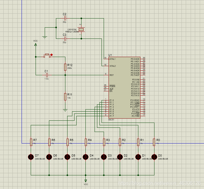 51最小系统加8个LED