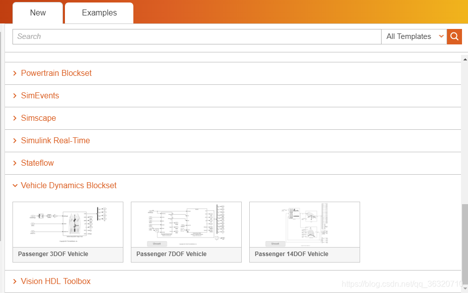 Simulink启动界面下Vehicle Dynamics Blockset