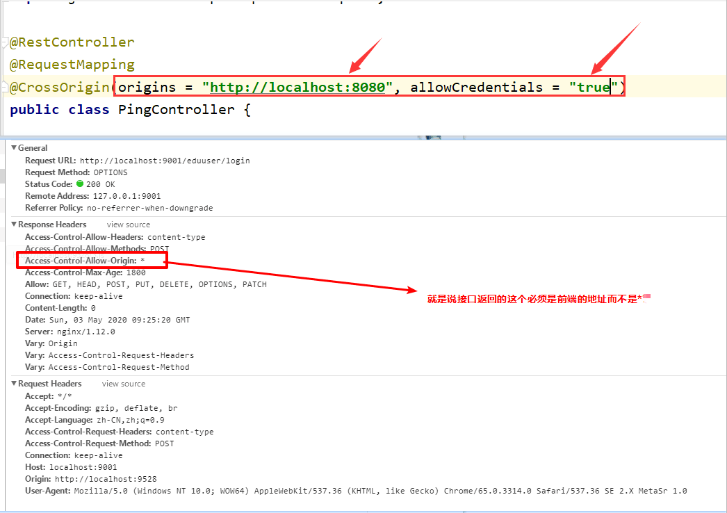 解决方案 'AccessControlAllowOrigin' header in the response must not be
