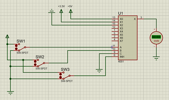 外设芯片学习之路_cd4051原理分析和仿真实验_cd4051典型应用电路图