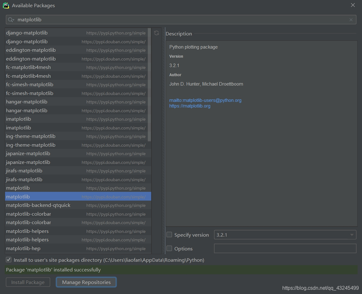 python matplotlib初探究 module '' has no attribute... Pycharm:从国内镜像导入matplotlib库时安装失败_error occurred when installing package ...