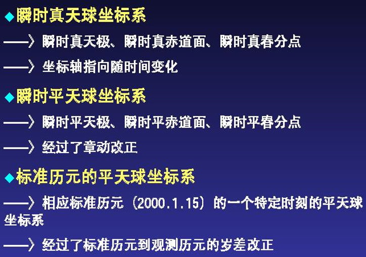 天球坐标系比较